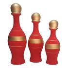 Trio Vasos Pinos De Boliche Grande Em Cerâmica Red Gold