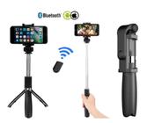 Tripé Para Celular e Bastão Selfie 70cm Com Controle Bluetooth Wireless Preto