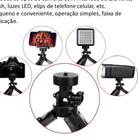Tripé Suporte Para Celular Anel de LED Estúdio de Fotografia Tira Selfie Ajustável 28cm
