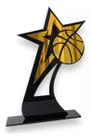 Troféu Basquete Acrílico Preto E Dourado 14x22 C/base Preta