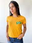 Tshirt Bandeira do brasil feminina tamanho G cor amarelo Mel