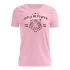 Tshirt Blusa Estampada Feminina Manga Curta Camiseta Camisa Girls In Power Rosa