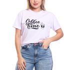 Tshirt Blusa Feminina Coffee Time Estampada Manga Curta Bco