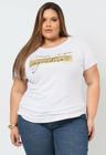 Tshirt Blusa Feminina Plus Size com Frases Gratidão Agradeço