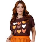 Tshirt Blusa Feminina Plus Size Soltinha Coração Love