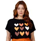 Tshirt Blusa Feminina Plus Size Soltinha Coração Love