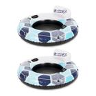 Tubo interno inflável River Lake Pool Float Bestway CoolerZ Rapid Rider Blue Hexagon com encosto, pacote com 2