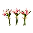 Tulipa Rosa 8 Hastes 27Cm Flor Planta Artificial Kit 3Pc