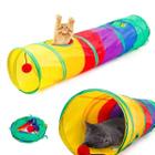 Túnel Para Gato Brinquedo Interativo Gatos Labirinto Dobrável Pet Colorido