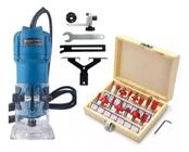 Tupia Laminadora 900w + Jogo De Fresas 15 Peças 6mm 30000rpm - Nakasaki