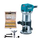 Tupia Makita Rt0700C 710W 220V + Jogo Fresas Madeira 6Mm 12