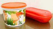 Tupperware Kit Tupper Caixa Flamingo 1,7lt +Instant Gourmet Omeleteira Micro Ondas 430ml