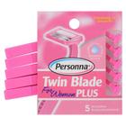 Twin Blade Plus para mulheres 5 lâminas de barbear da Personna (pacote com 4)