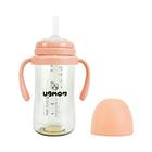 UBMOM No-spill, Backflow prevention Sippy Cup with Straw, PPSU Learner Cup with Handle for Baby and Toddlers, BPA free, 9.47oz (Morango)