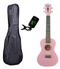 Ukulele Rosa Seven Concert Suk-23 PI Capa BK e Afinador