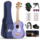 Ukulele WINZZ Soprano de madeira havaiana de 21 polegadas para iniciantes