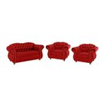 Um Sofá Chesterfield Merlô 2 lugares 2,30 + Duas Poltronas Suede - Vermelho/ decoração, recepção, sala tv estar