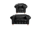 Uma Namoradeira e Uma Poltrona Chesterfield LUÍS XV Corano - Preto - NOVO ENCANTO