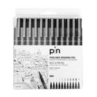 Uni Pin Fineliner Caneta Nanquim Estojo Com 12 Pontas Preta