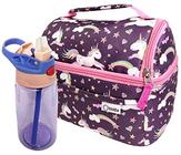 Unicórnio Toddler Lunch Box & Water Bottle Set for Girls Kids, Saco isolado para Baby Girl Creche Pré-Escola Jardim de Infância, Caixas de Recipiente para Lanches Infantis Pequenos Almoços, 2 Compartimentos, Unicornio Roxo