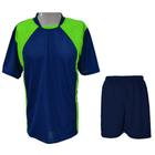 Uniforme Esportivo 20 Camisas Azul Marinho/Verde Limão e Calções na Cor Marinho