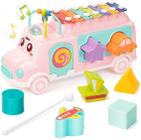 UNIH Baby Toy 12-18 Meses, Ônibus musical Xylophone para Brinquedos Infantis, Brinquedos para Crianças de 1 Ano e Meninas com Blocos de Construção, Brinquedos Musicais para Crianças 1-3, Brinquedos Educacionais Precoces para Presente de Crianças