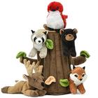 Unipak Plush Treehouse com Animais - Cinco (5) Animais de Pelúcia da Floresta