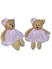 Ursa de pelúcia com vestido rosa 2 unidades com 29cm cada brinquedo decoração quarto infantil - XÚ BABY