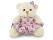 Ursa de Pelúcia Floral 30cm Decoração de Festas