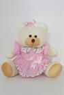 Ursa De Pelúcia Grande Ursa Laço 50 cm Rosa - PolyBaby