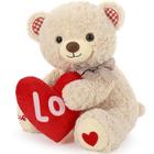 Ursinho de pelúcia MoriSmos Dia dos Namorados com grande coração vermelho 43cm