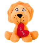 Ursinho Leão Com Coração De Pelúcia Infantil Pequeno 18cm Hipoalergênico 100% Poliéster Unik Toys