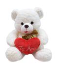 Urso Branco Coração Te Amo 33cm - Pelúcia - Taimes