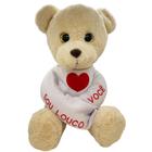 Urso de Pelúcia ''Sou Louco por Você'' - Bege - 35cm - 1 unidade - Rizzo