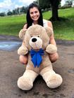 Urso Gigante Pelúcia Grande Teddy 1,10 Metro - Avelã - Laço Azul