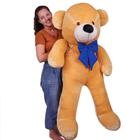 Urso Gigante Pelúcia Teddy 1,10 Metros com Laço - Doce de Leite com Laço Azul - Barros Baby