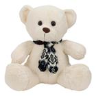 Urso Giigante Branco Sentado Cachecol 77cm - Pelúcia - Foffy