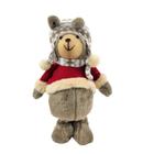 Urso Gorro Branco Boneco Pelúcia Natal Decoração 40X19X11cm