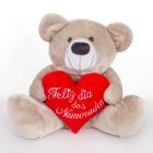 Urso Grande De Pelúcia 60Cm Teddy Bear Com Coração Personalizado Feliz Dia Dos Namorados