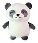 Urso Panda Branco Pelúcia Plush Olho Bordado Fechado 20Cm