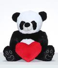 Urso Panda M Com Coração - 36 Cm Sentado - Antialérgico Quarto Brincar