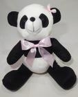 Urso Panda Pelúcia Velboa 33cm Fofinho Com Laços Varias Cores