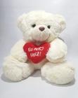 Urso pelúcia Angel Peq na cor branca 25cm com coração "Eu Amo Você" 313 Toy