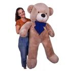 Urso Pelúcia Grande Teddy 1,10 Metros antialérgico - Avelã laço azul