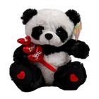 Urso Pelúcia Panda 25cm Sentado Com 3 Corações I Love You