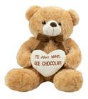 Urso Sentado Te Amo Mais Que Chocolate 39cm - Pelúcia