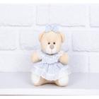 URSO TEDDE 12cm VESTIDO POÁ CINZA