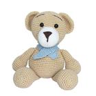 Urso Tom de Cachecol Azul Amigurumi Crochê Quarto Bebê Infantil Menino