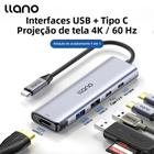 USB-C 5 em 1 hub LLANO estação de acoplamento para notebook USB3.0 4k60hz conversor HDMI PD
