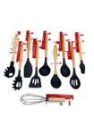 Utensílios De Cozinha De Silicone Cabo Madeira Kit 10 Peças Wellmix